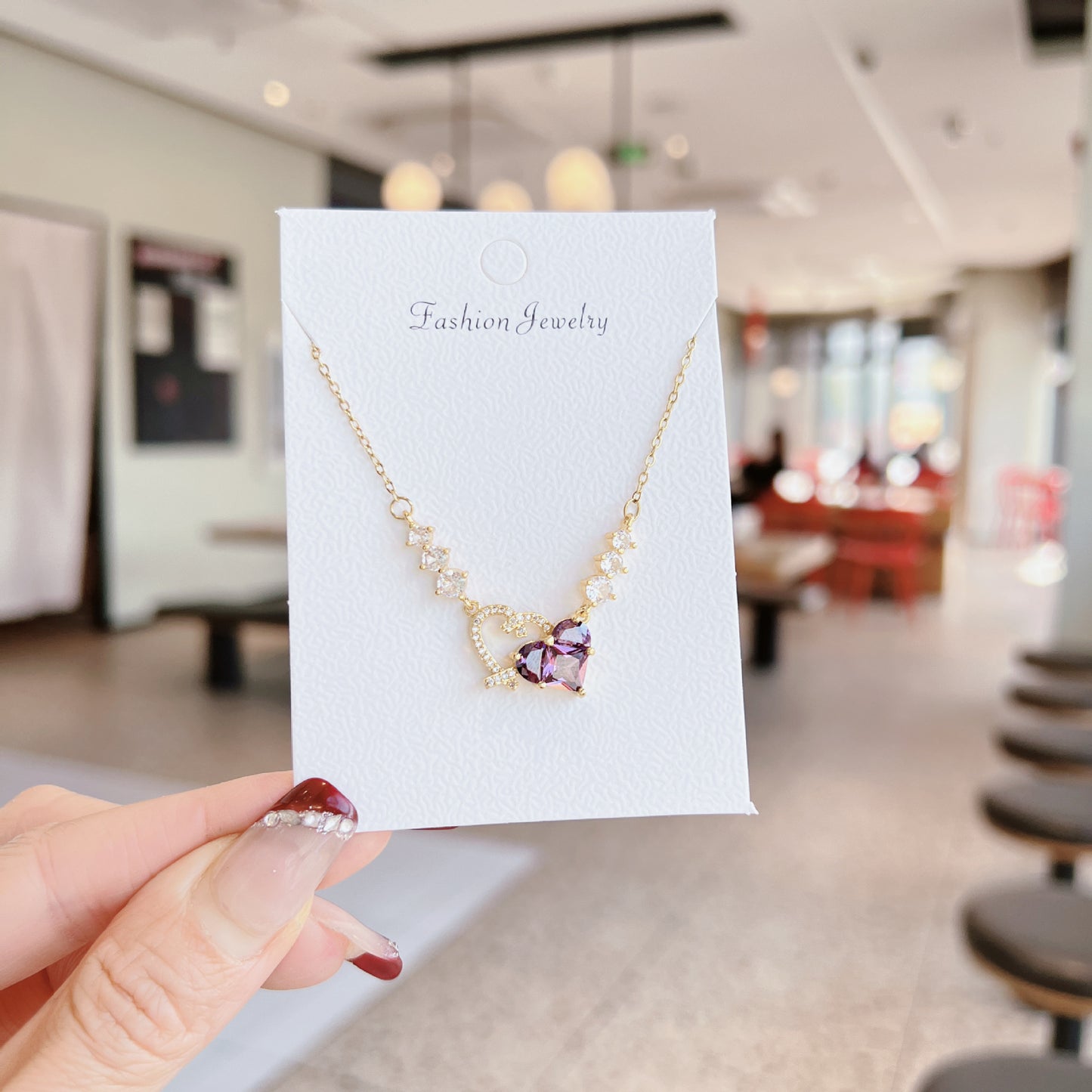 Luxury Sweet Super Pink Flowers Water Drop Female Fully Jeweled Necklace