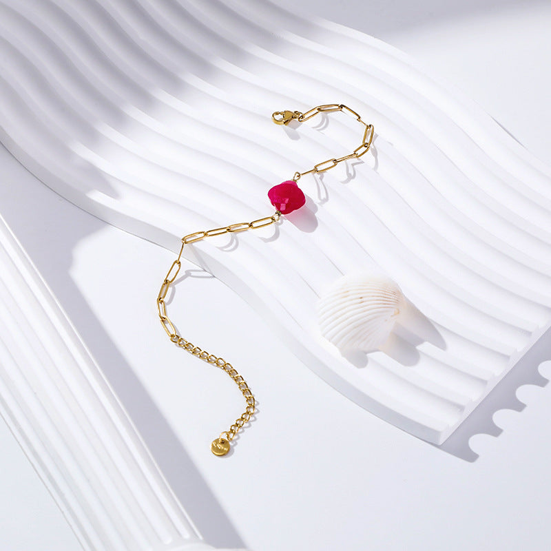 Women's Popular Freshwater Pearl Natural Stone Stainless Steel Electroplated Real Gold Bracelets