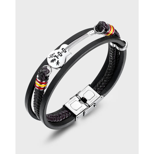 Herren trendige Mode Hip Hop Mini Gitarre Lederband Schmuck Armbänder