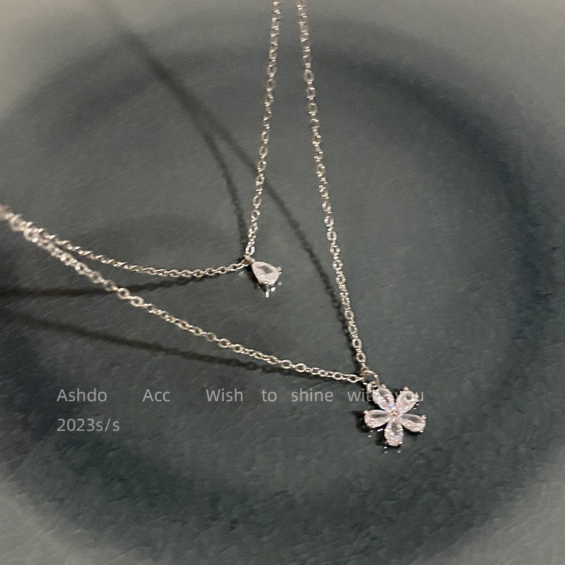 Flower Zircon Clavicle Chain Cold Style Fashion Sense Necklace
