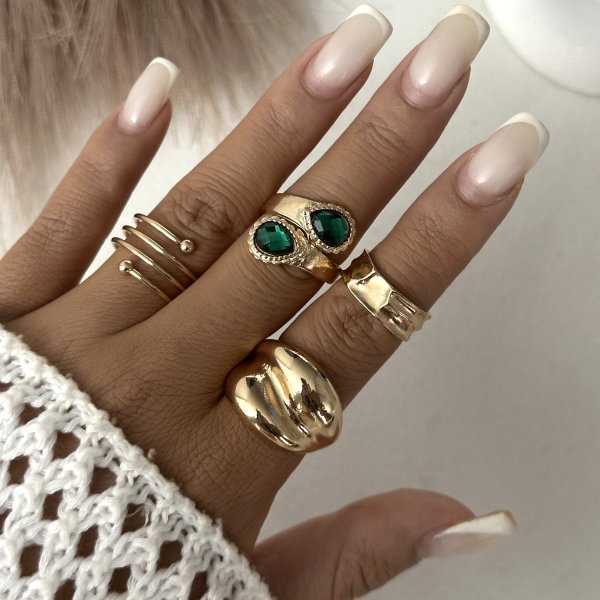 Women's Combined Fashion Liquid Lava Flower Irregular Rings