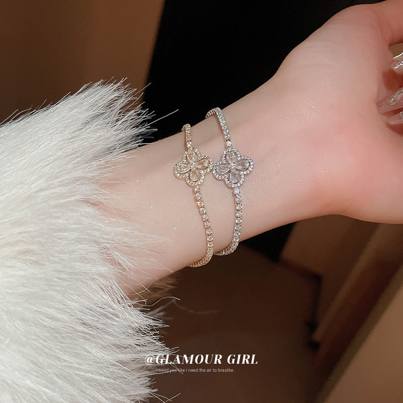 Fleur Zircon Boucle Intérêt Spécial Lumière Luxe Haut Bracelets