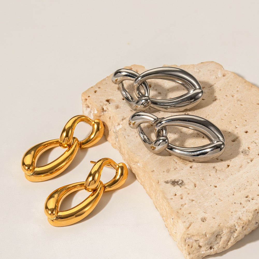 Gold-plated Stainless Irregular Chain Do Not Earrings