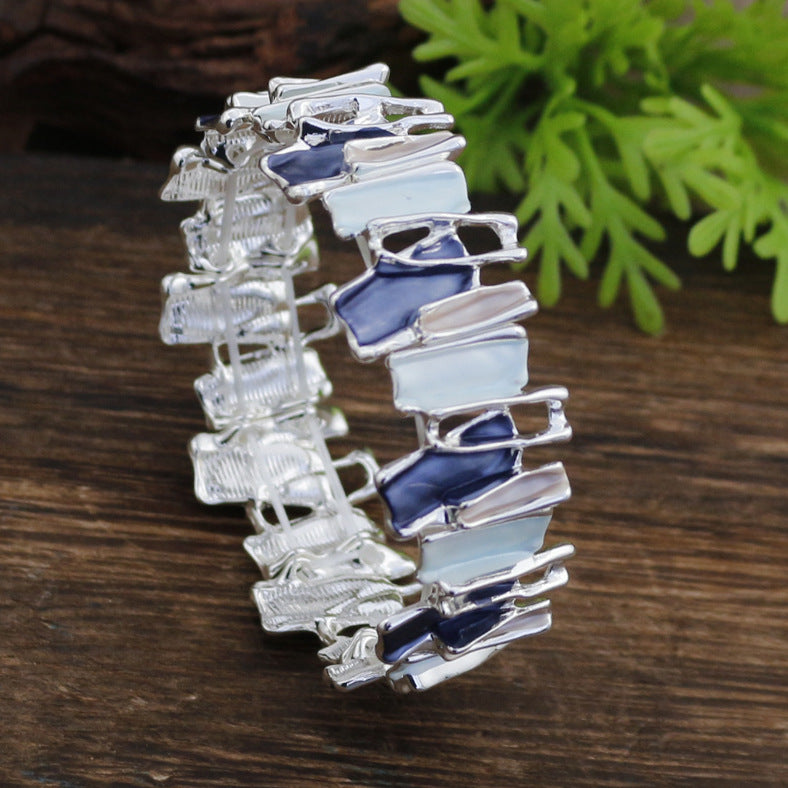 Women's Irregular Colorful Oil Alloy Handmade Painting Creative Geometric Bracelet