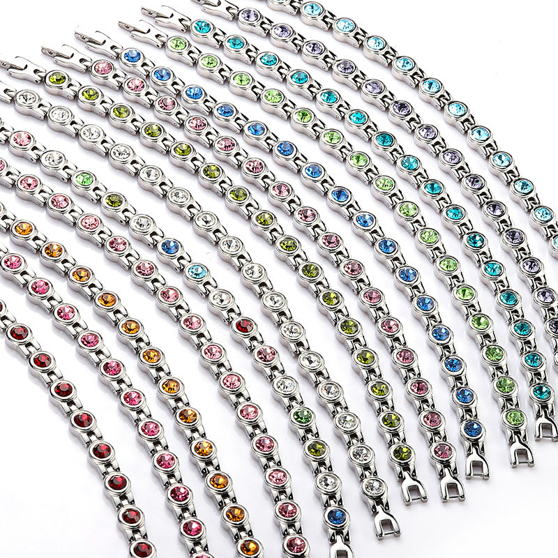 Women's Fashion Simple Rhinestone Zircon Stainless Steel Bracelets