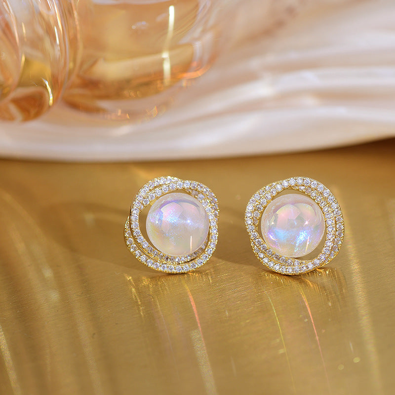 Design Zircon Mermaid Pearl Light Luxury Earrings