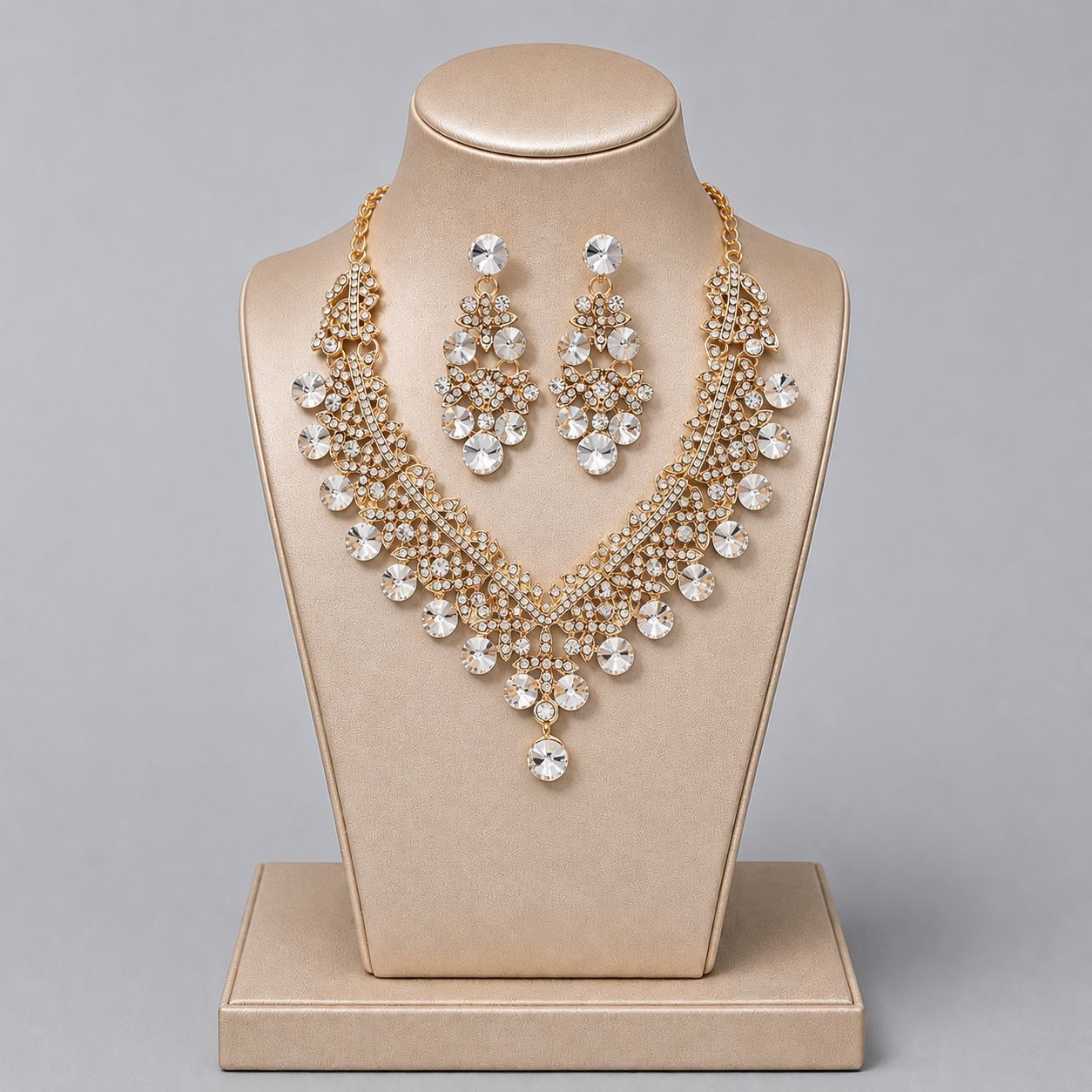 Alloy Rhinestone Light Luxury Dinner Dress Jewelry Set