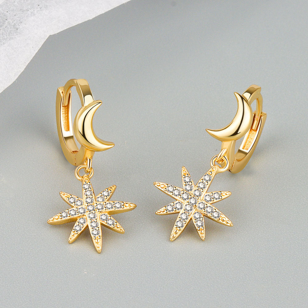 Awn Star Tassel Trendy Temperament Moon Earrings