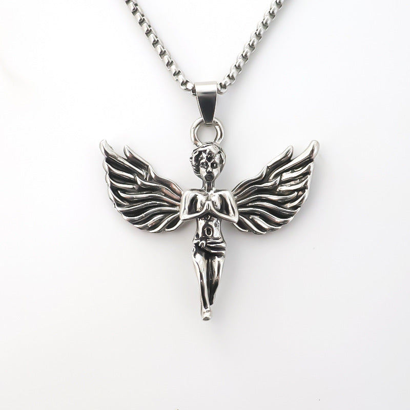 Men's Thai Sier Wings Little Angel Pendant Necklaces