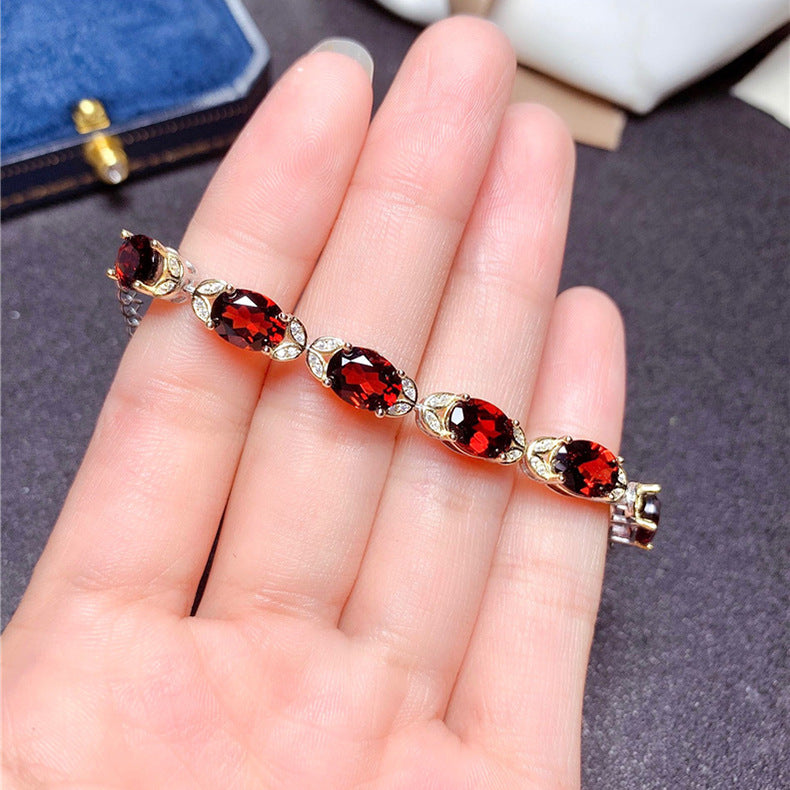 Ruby Temperament Colored Gems Female Gold Bracelets