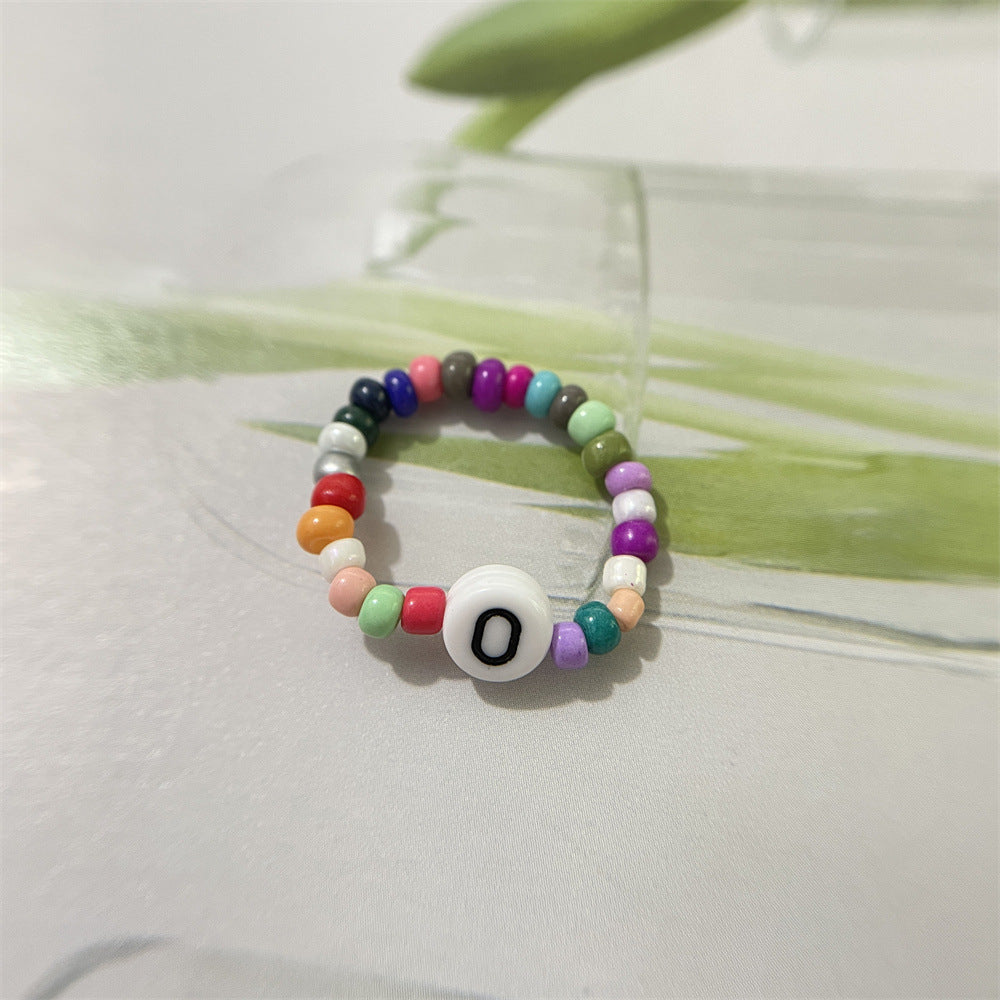 Bead Flower Colorful Woven Small Index Finger Female Rings