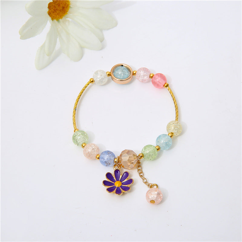 Flower Crystal String Beads Female Sunflower Bracelets