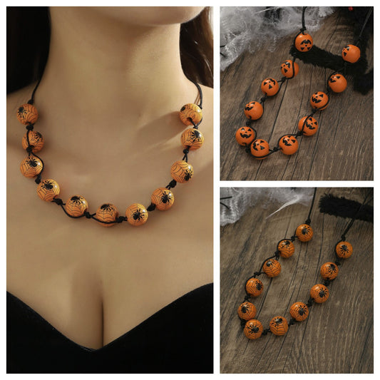 Wooden Bead Female Personality Simple Halloween Necklaces