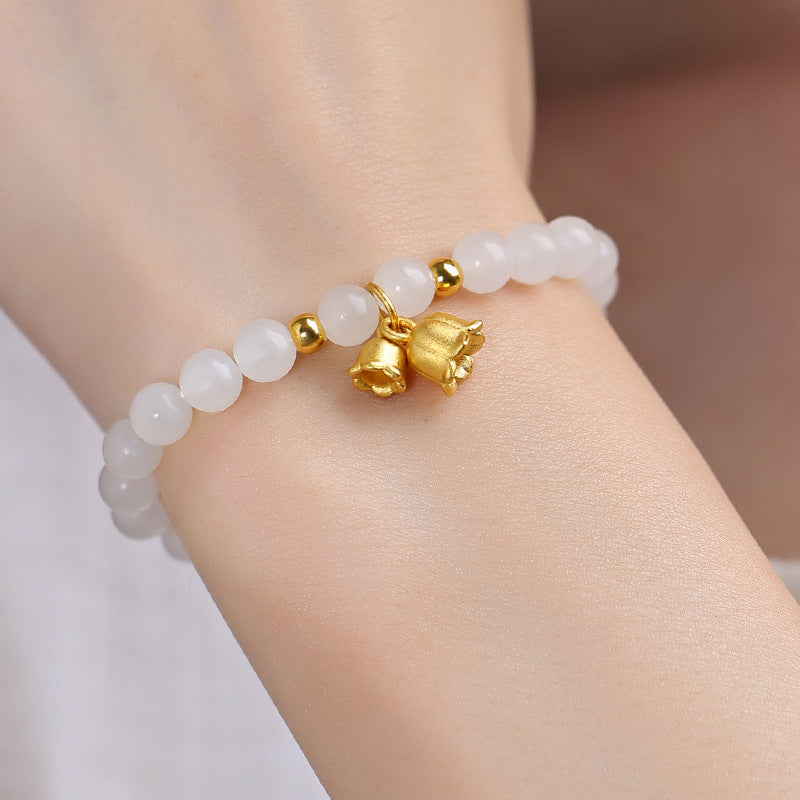 Bracelets de luxe légers à petites perles Lily dorées pour femmes