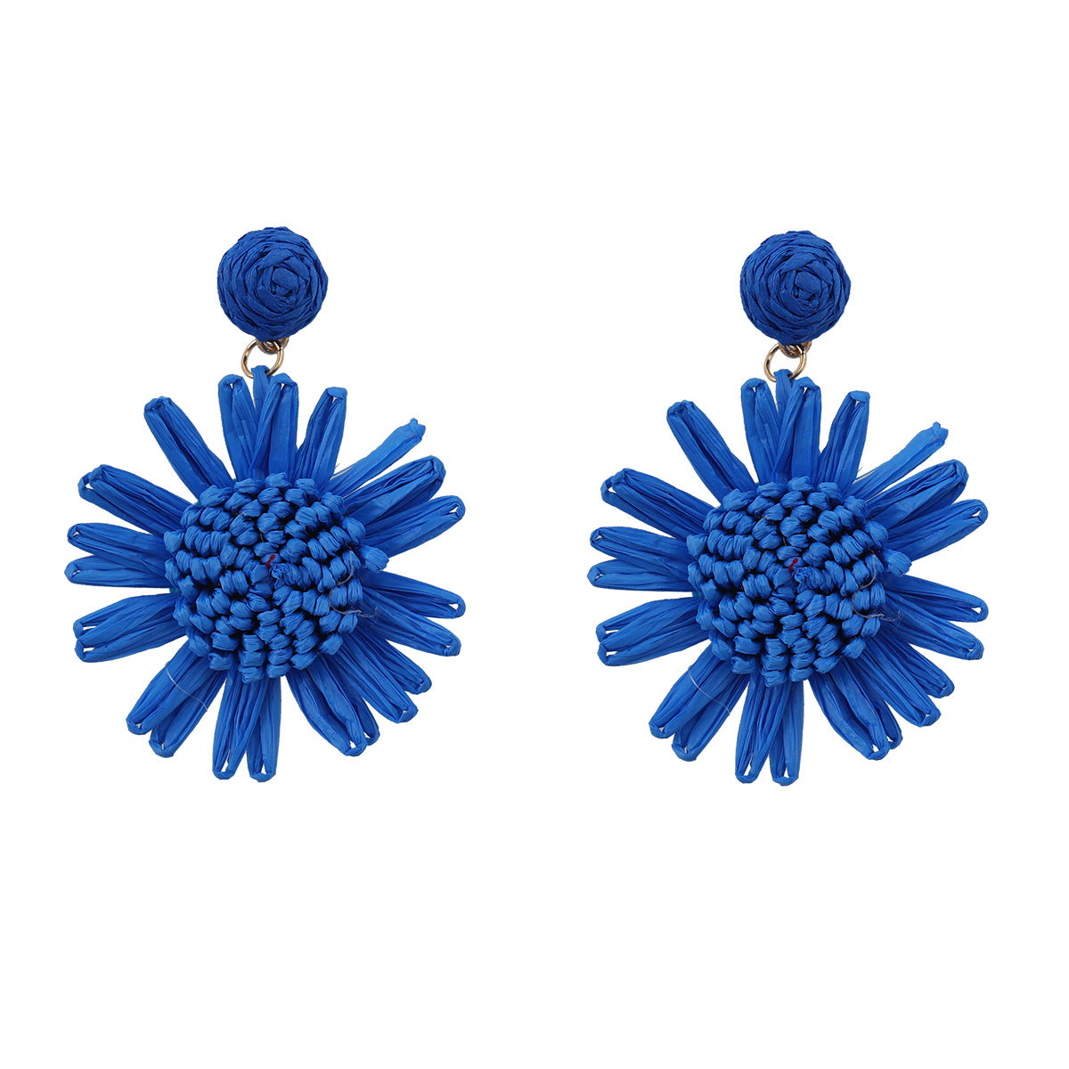 Women's Summer Raffia Woven Flower Bohemian Ornament Earrings