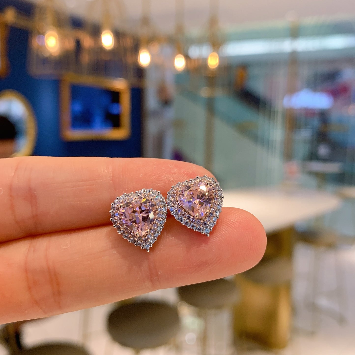 Women's Live Pink Love Heart-shaped Zircon Jewelly Jewelry Set