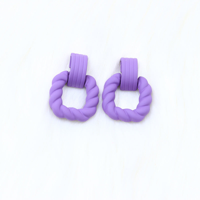 Square Semicircle Stitching Spray Rubber Paint Acrylic Earrings
