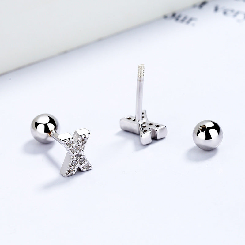 Sier Screw Thread Alphabet Letter Female Shape Rings