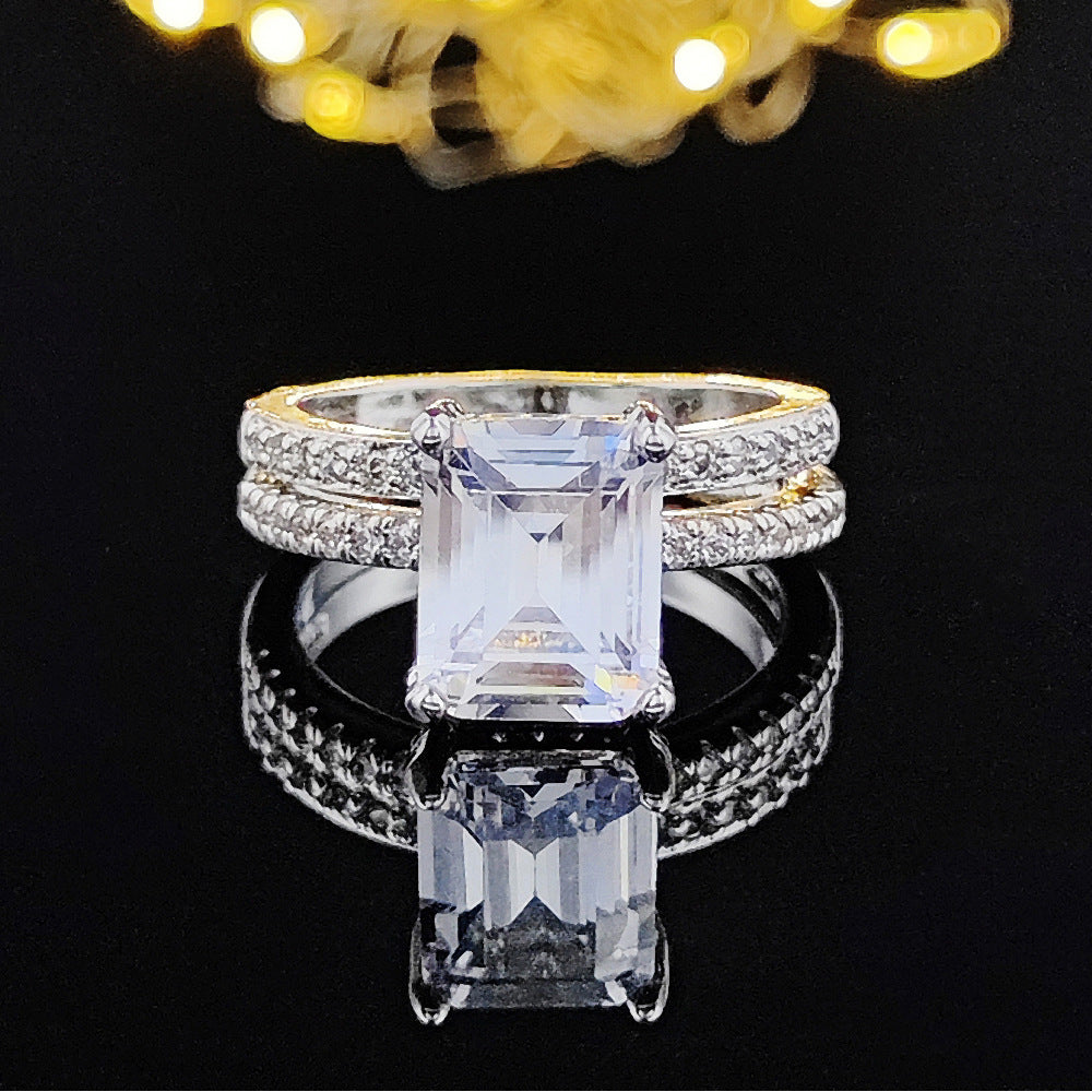 Women's Valentine's Day Flat Cut Zircon Inlaid Combined Special Interest Light Ring