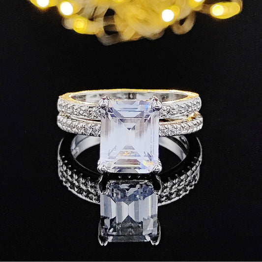 Women's Valentine's Day Flat Cut Zircon Inlaid Combined Special Interest Light Ring