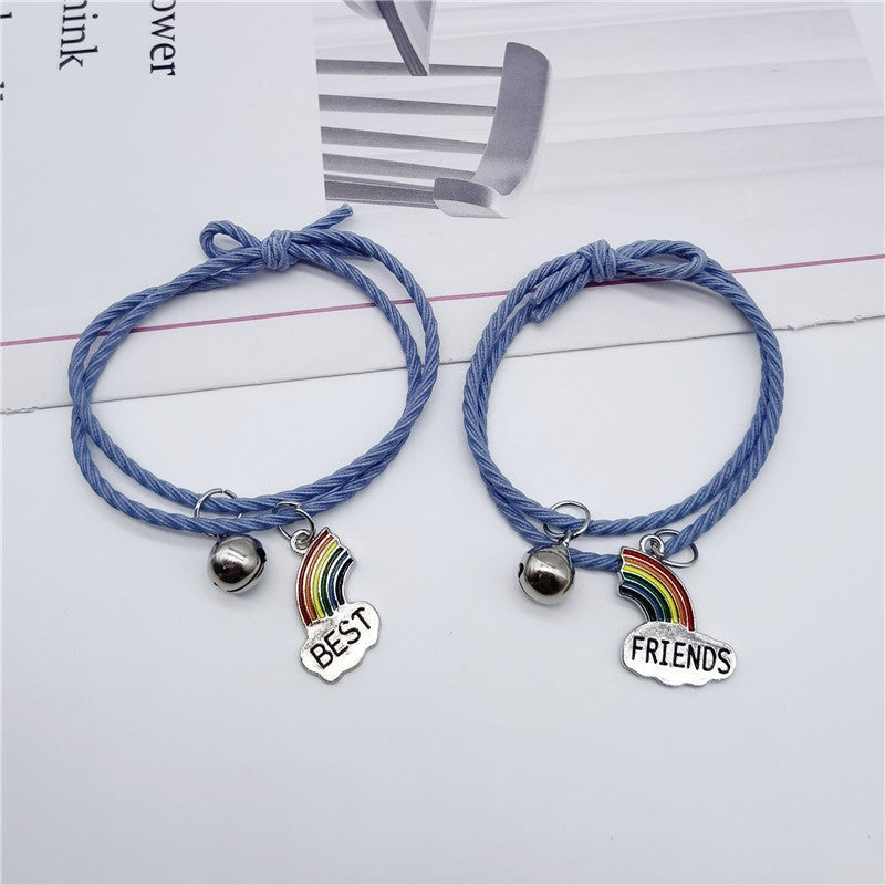 Women's Korean Style Simple Rainbow Clouds Stitching Bracelets