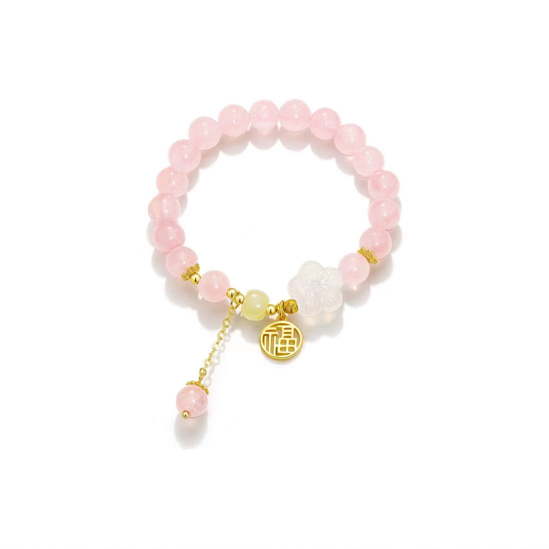 Cristal pour femmes pour bracelets en jade de fleur de pêcher d'agate blanche