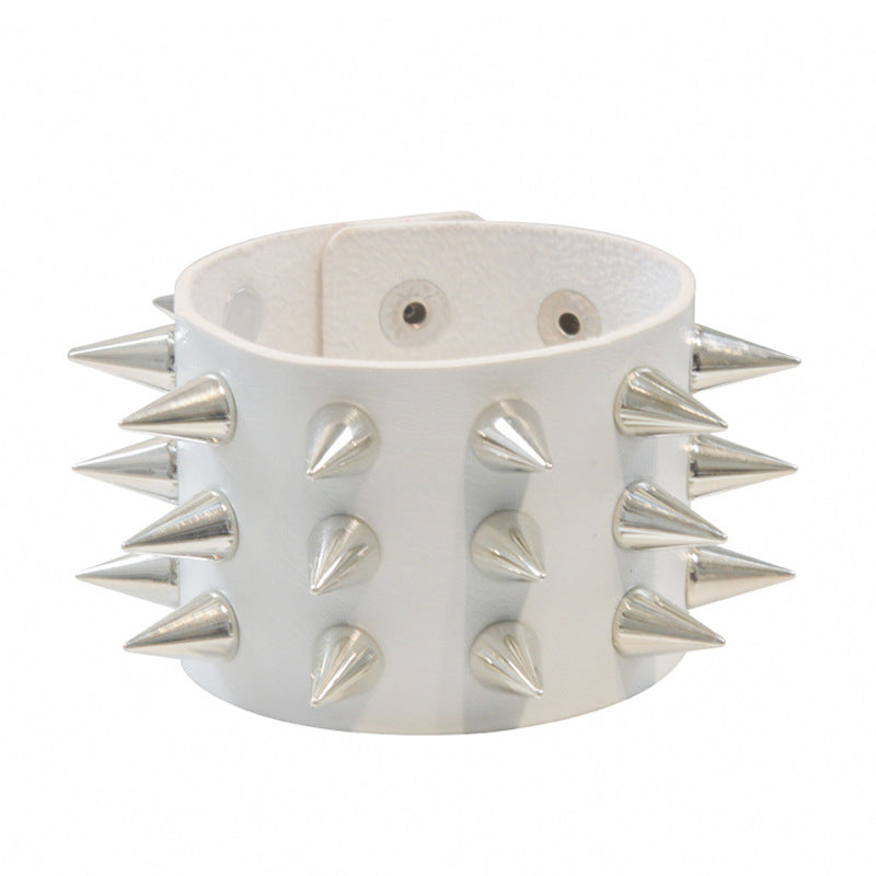 Punk Exaggerated Three Rows Tapered Pointed Rivet Bracelet