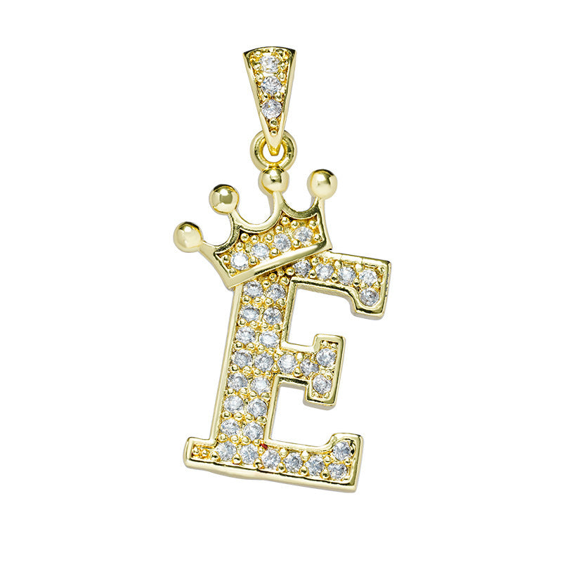 English Letters Full Diamond Pendant Simple Necklaces