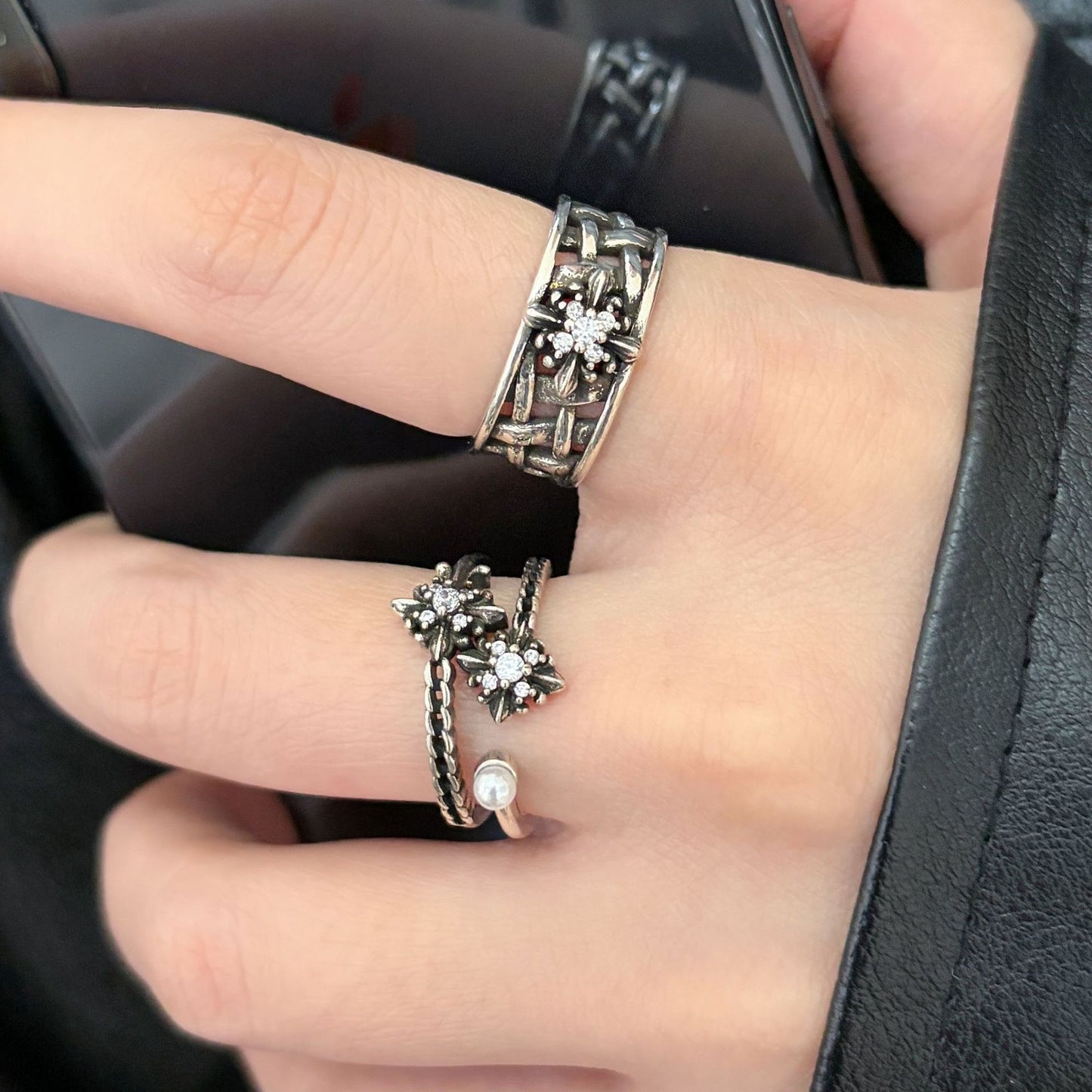 Female Opening Adjustable Niche High Sense Index Finger Rings