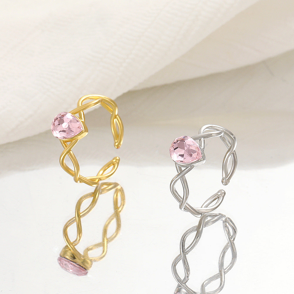 Fashion Personality Pink Zircon Opening Index Finger Rings