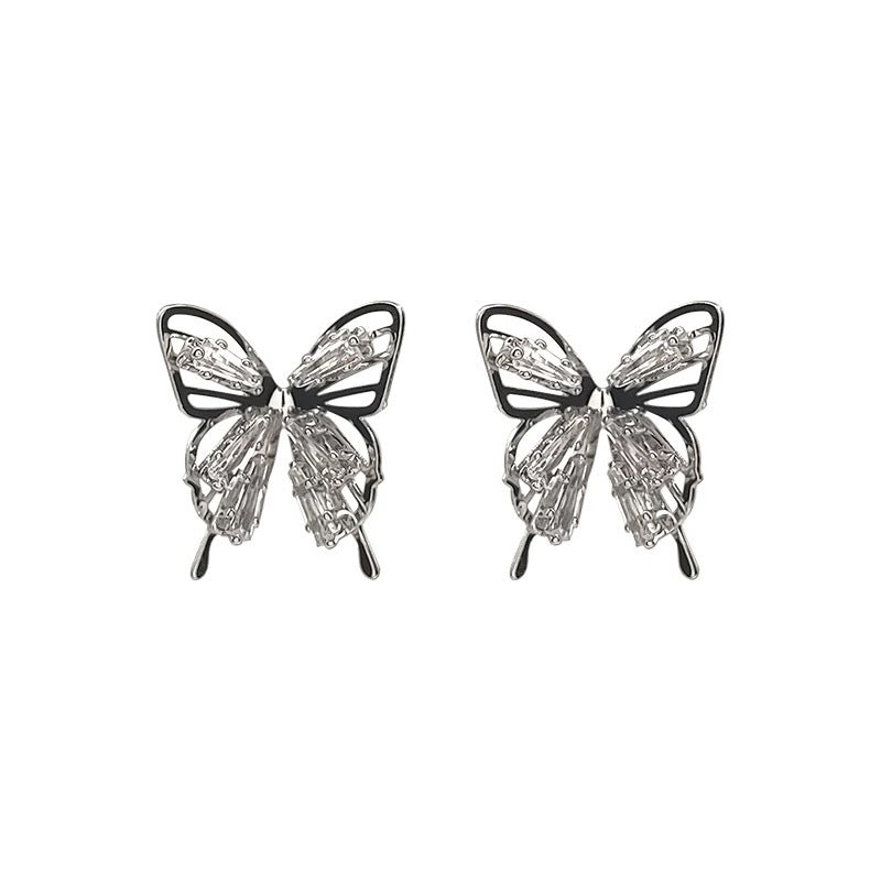 Fairy Light Luxury Zircon Mori Style Butterfly Female Hollow Design Ear Clip