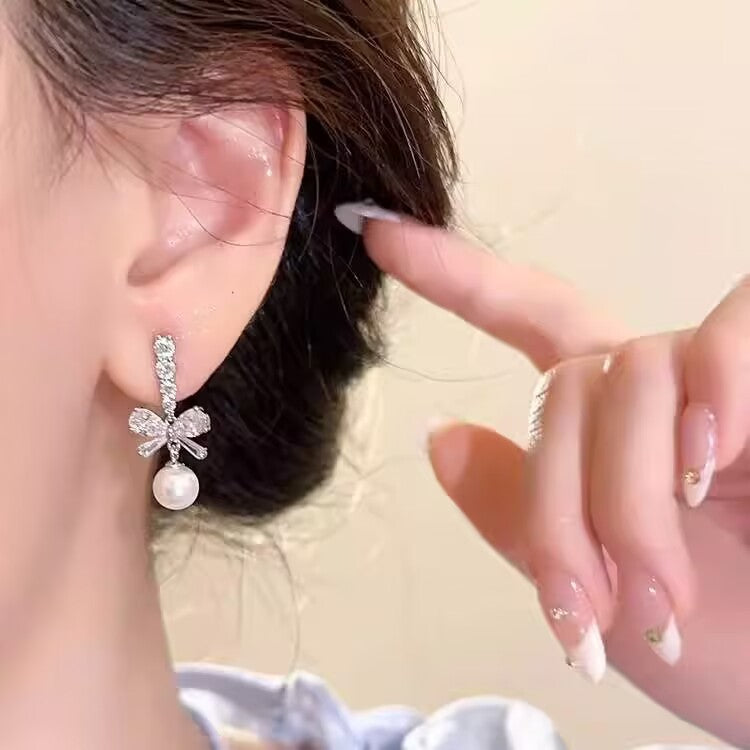 Women's Zircon Bow Pearl For Summer Small Rings