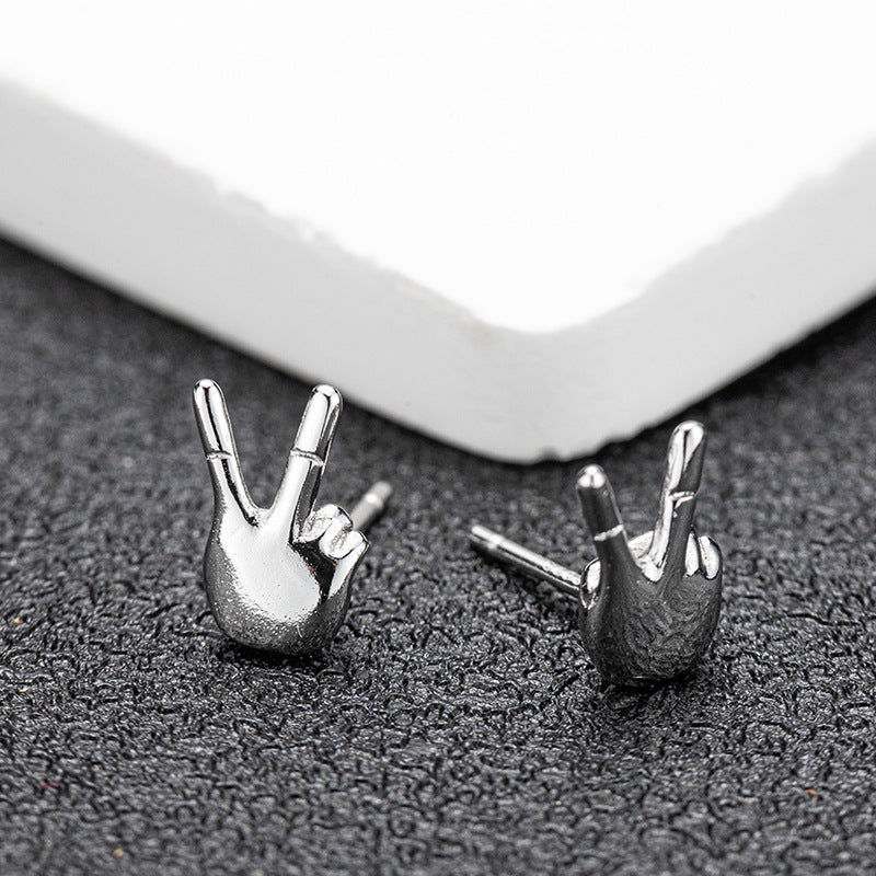 Men's Personality Single Simple Fashionmonger Temperament Couple Funny Finger Earrings