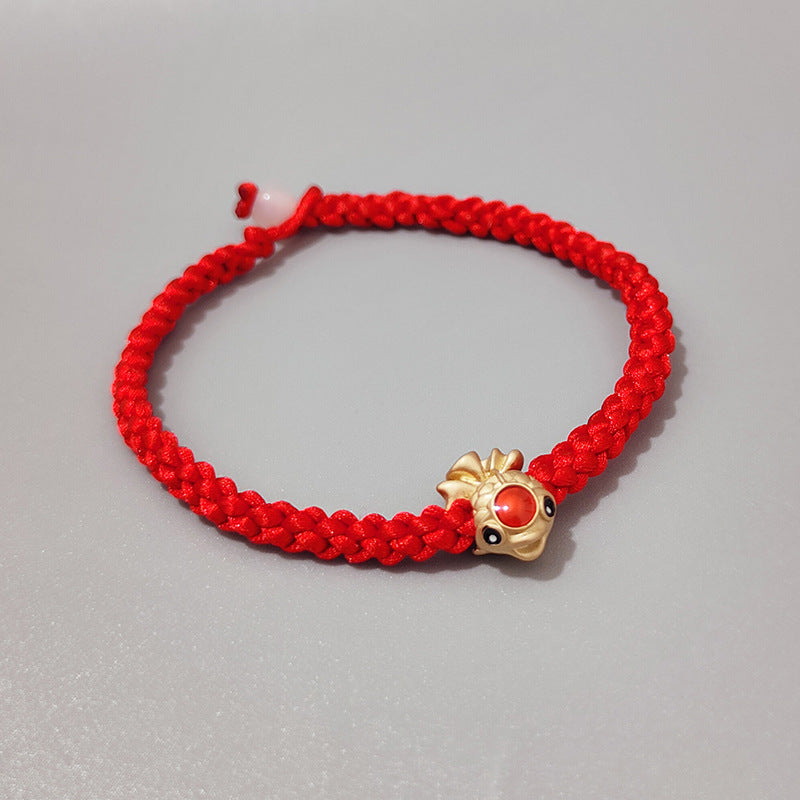 Cadeau de dessin d'argent en corde rouge et de bracelets à changement de chance