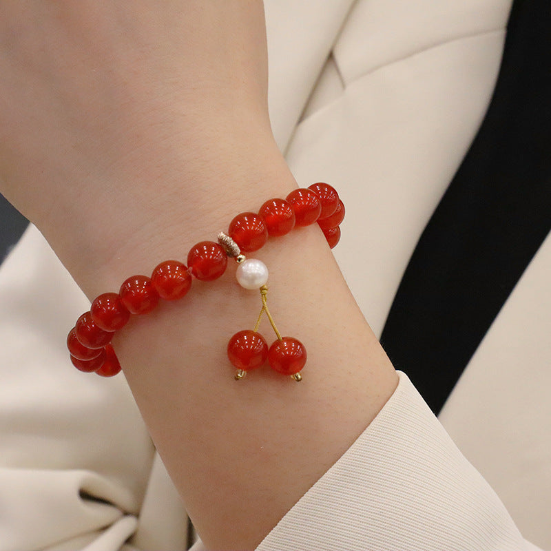 Bracelets de fleurs Bodhi en agate rouge pour femme, calcédoine