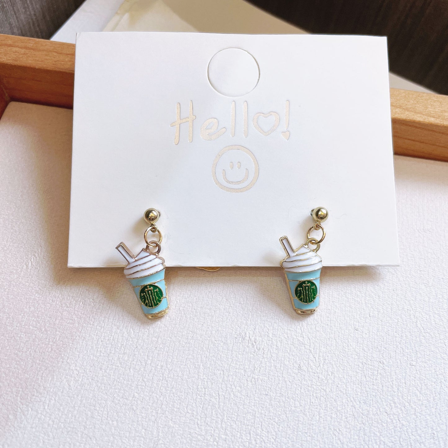 Cup Korean Style Fresh Drink Sier Earrings