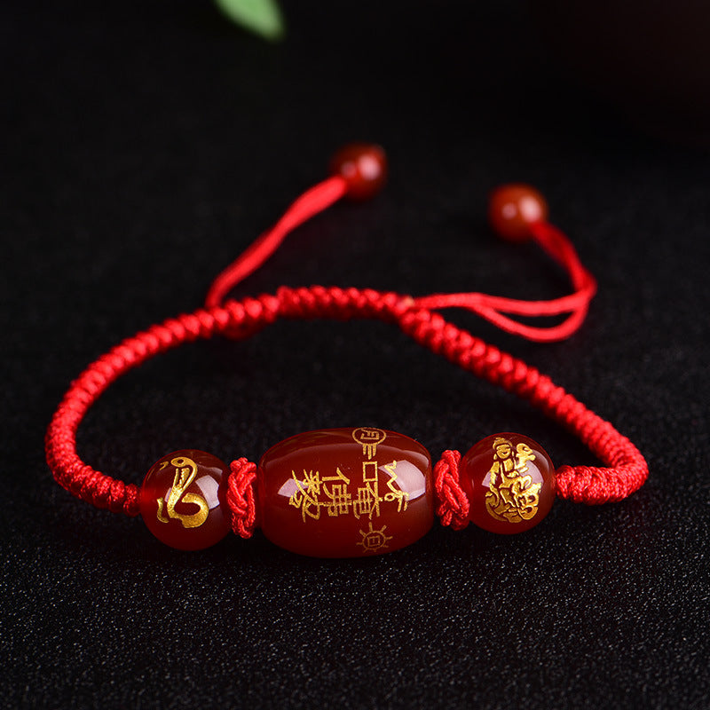 Zodiac Thai Red Agate Rope Tiger Bracelets