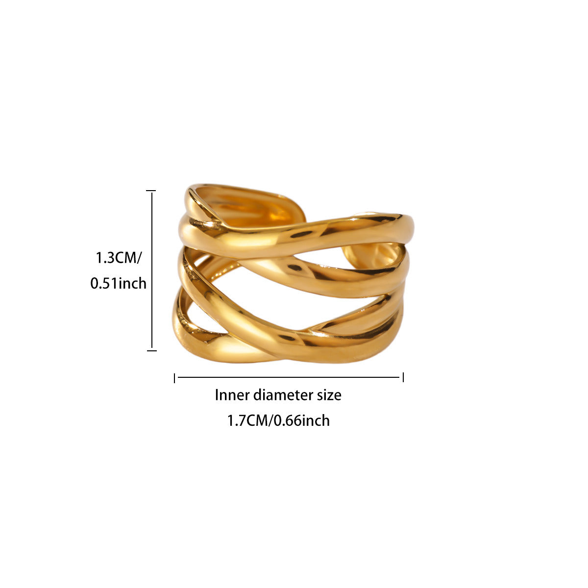 Women's Heart Geometric Stainless Steel Fashion Gold-plated Starfish Ring