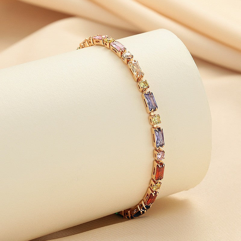 Women's Copper Plated Real Gold Zirconium Candy Bracelet