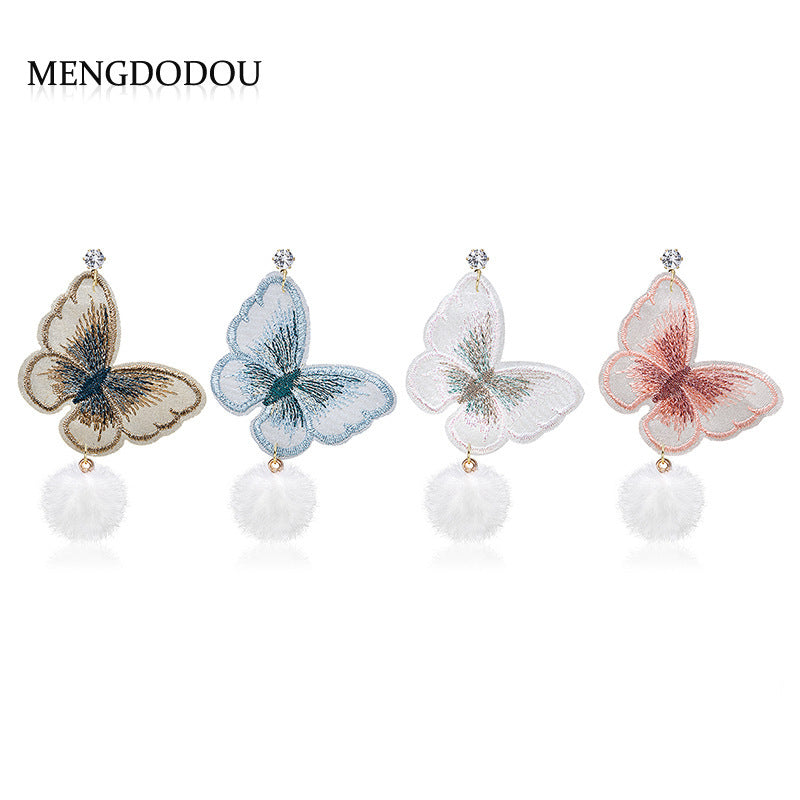 Style Realistic Flocking Bow Translucent Fabric Earrings