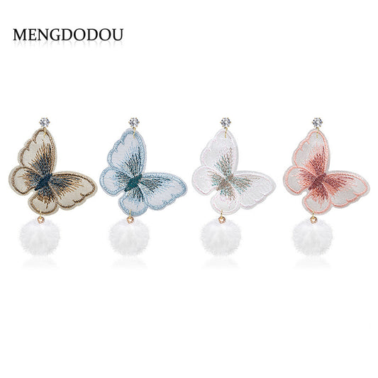 Style Realistic Flocking Bow Translucent Fabric Earrings