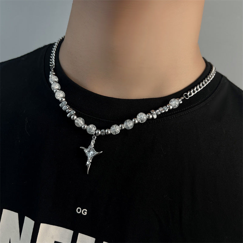 Women's & Men's Bead Cross Stitching Titanium Steel No Fading Necklaces