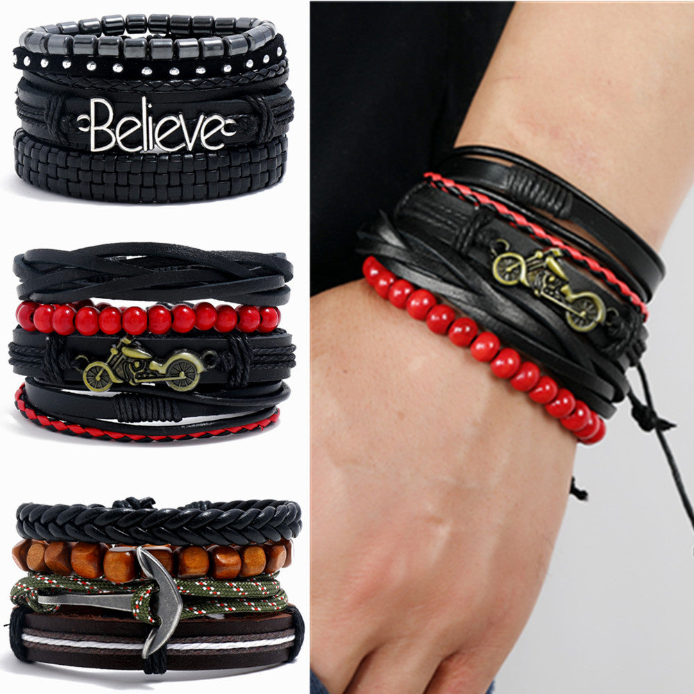 Women's & Men's & Simple Retro Set Braided Leather And Bracelets