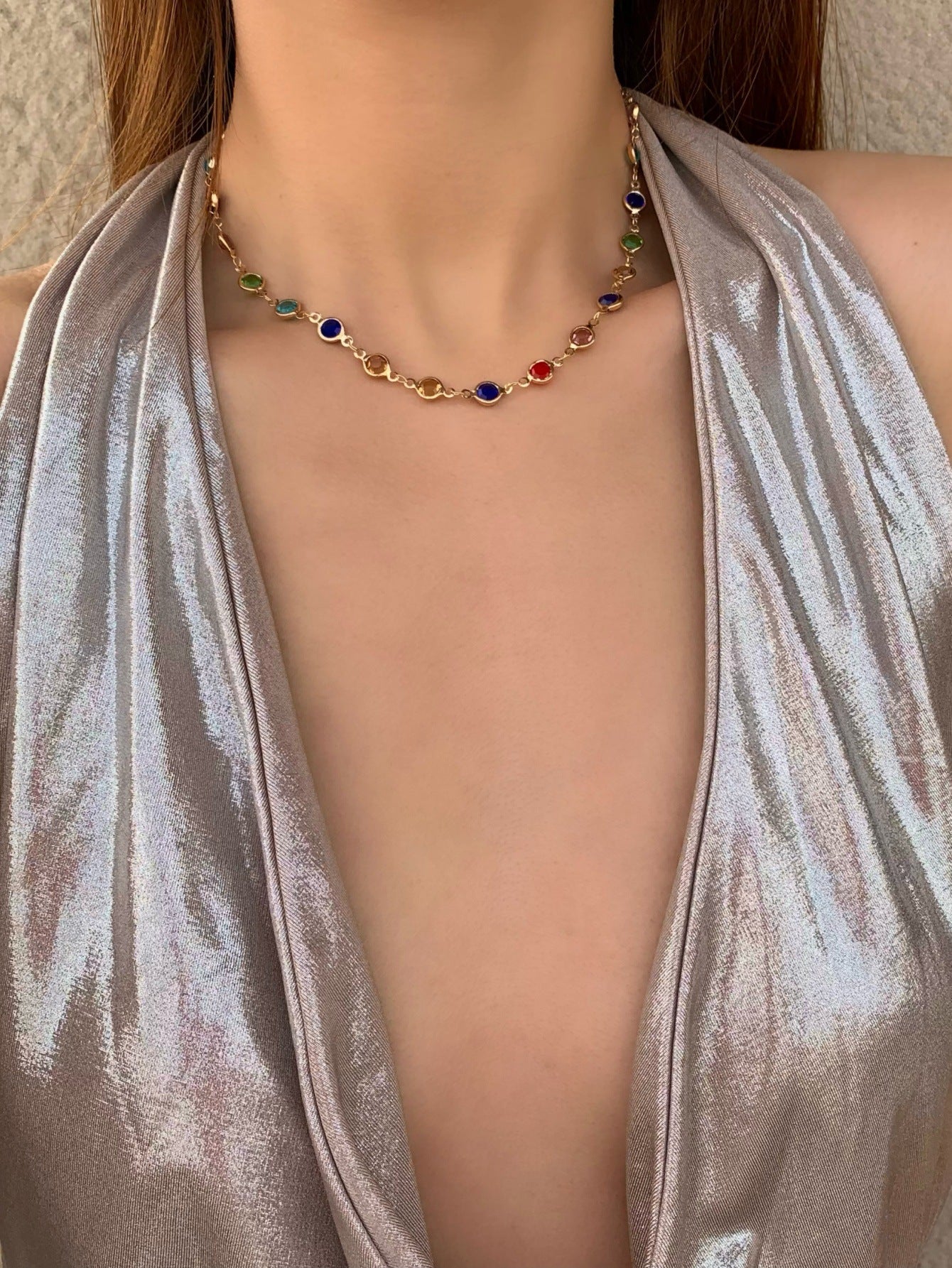 Color Polka Dot Fashion Long Party Necklace
