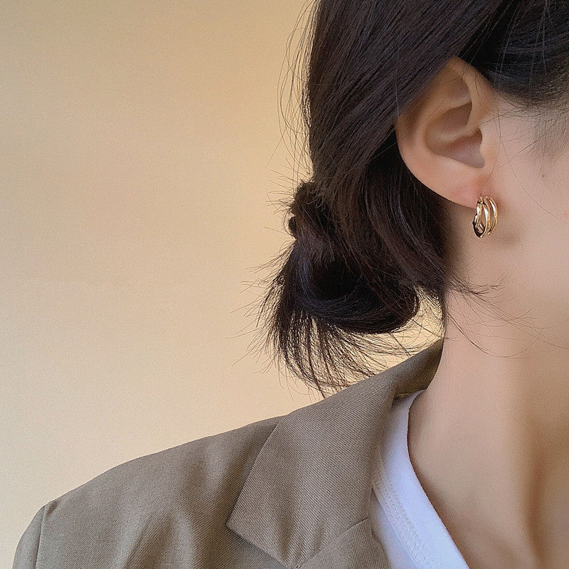 Women's Trendy Metal Version Cold Style Fashionable Temperament Sier Earrings