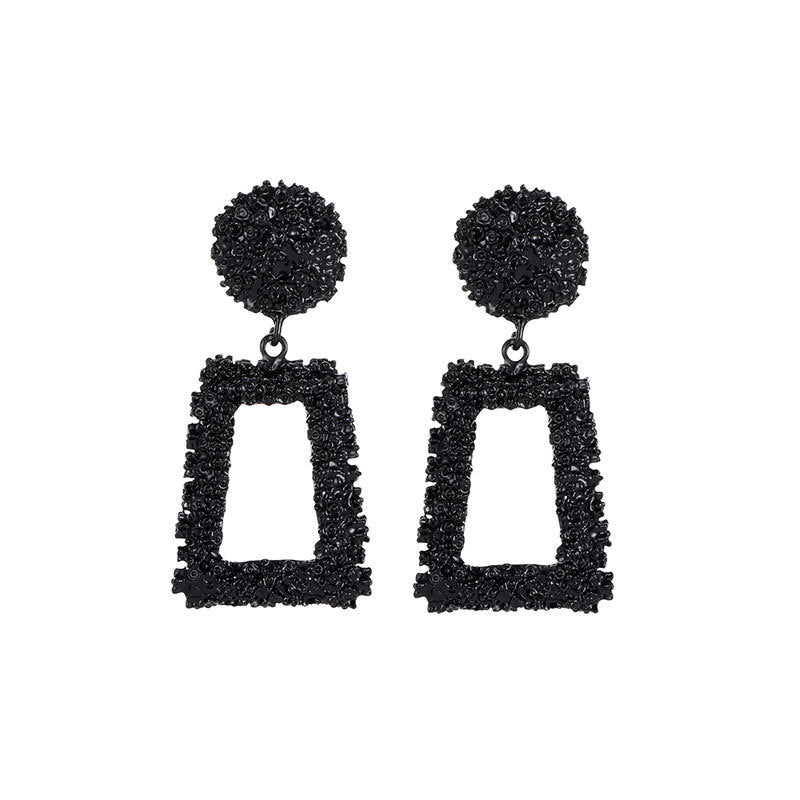 Profile Generous Frosted Hipster Geometric Creative Personality Relief Trapezoidal Long Stud Earrings
