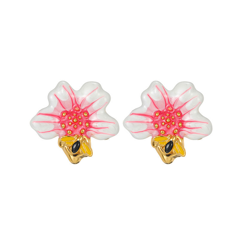 Three-dimensional Gradient Flower Stainless Steel Sweet Elegant Jewelry Set