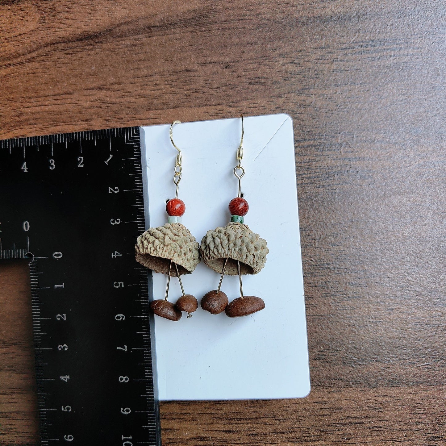 Wooden Chinese Style Art Retro Ear Clip Golden Bell Bodhi Earrings