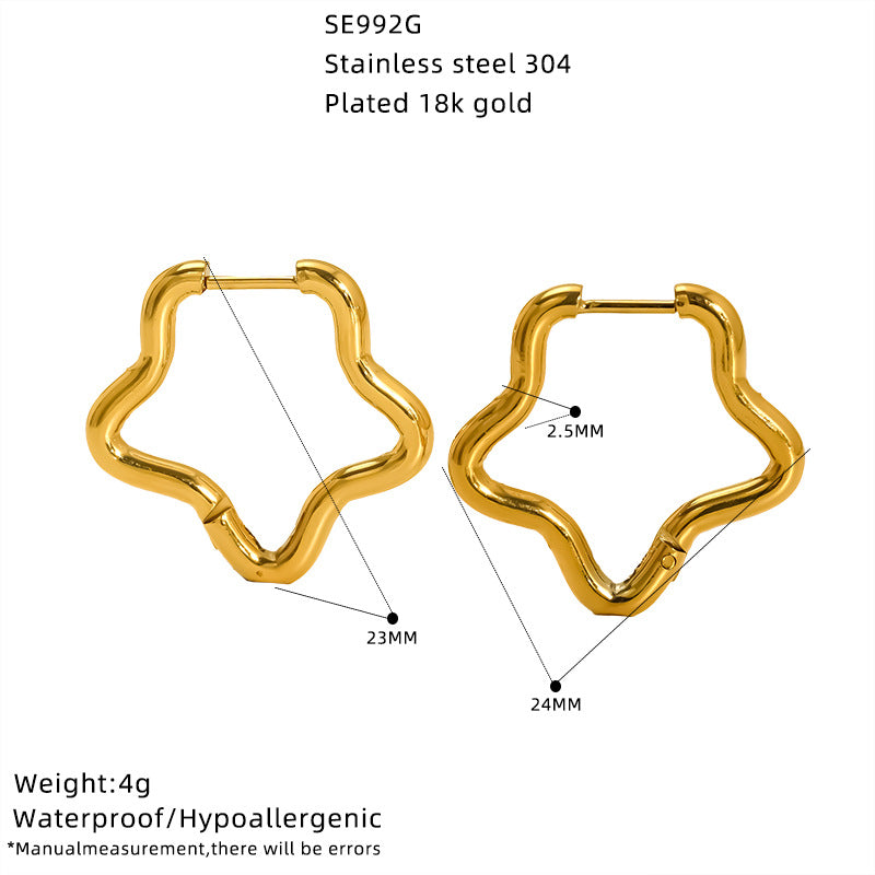 Stainless Steel Simple Geometric Gold Hexagon Personality Titanium Ear Rings