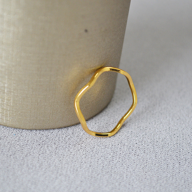 Simple Wave Curve Brass Gold-plated Wind Rings